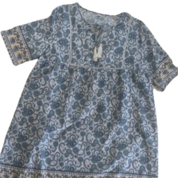 Blue and Whie Boho Bohemian Dress Size 2XL NEW - Picture 3 of 4